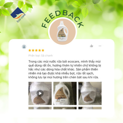 Nước rửa chén hữu cơ Bồ hòn hương Sả Chanh 4000ml thương hiệu Ecocare