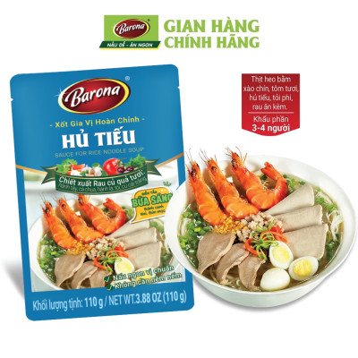 Combo 1 hộp (20 gói) Gia Vị Hủ Tiếu Barona 110g tươi ngon chuẩn vị không cần nêm nếm