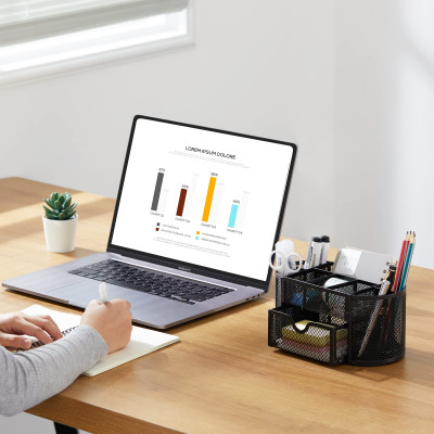 Hộp Khay Ống Đựng Cắm Bút Kim Loại Để Bàn