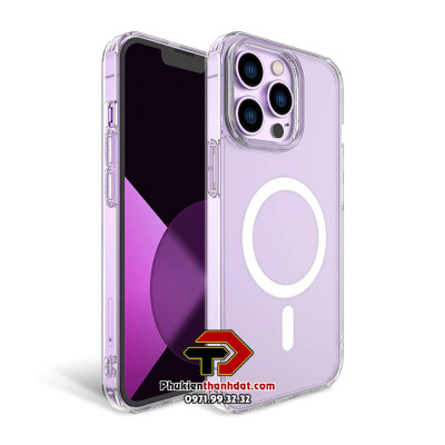 Ốp lưng trong suốt dành cho iPhone 14 Pro, 14 Pro Max hỗ trợ sạc không dây Mag Safe - Hàng nhập khẩu