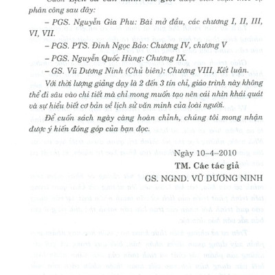 Lịch Sử Văn Minh Thế Giới (Tái bản năm 2020)