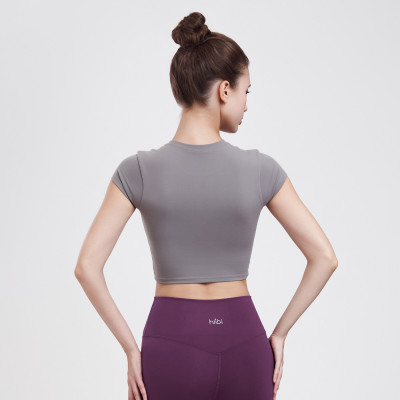 Áo croptop ngắn tay tập Yoga Gym Hibi Sports CR814 kiểu basic, kèm mút ngực
