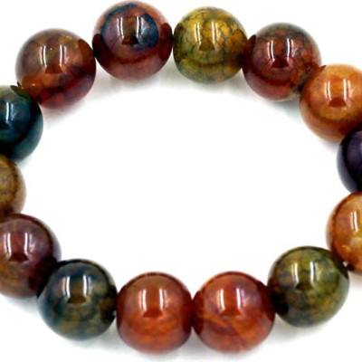 Vòng tay chuỗi hạt đá vân rồng 14 ly 14 hạt 196mm