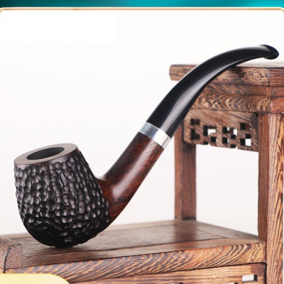 Tẩu thuốc gỗ Mun cao cấp ( không kèm theo đế trong hình) - hoa văn giao ngẫu nhiên