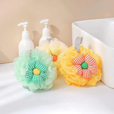 Combo 2 Bông Tắm Hình Hoa Sọc Caro Tạo Bọt Chất Liệu Lưới Tròn Mềm Mại - Giao màu ngẫu nhiên