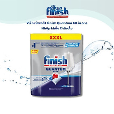 Viên rửa bát Finish Quantum All in one 60 viên không mùi - Châu Âu