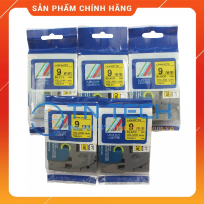 Nhãn In Tz2-621 - Đen nền vàng 9mm x 8m - Dùng cho máy in BROTHER - AIMO - PUTY [Hàng Nhập Khẩu]