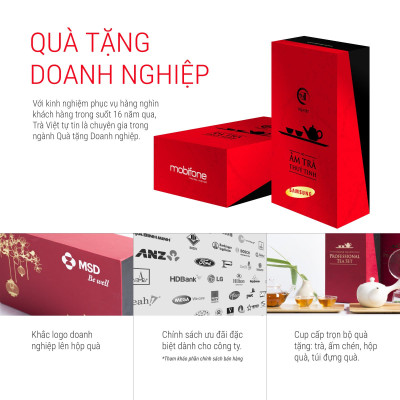 TRÀ VIỆT Hộp Quà Tri Ân Gỗ Thông Trắng New Zealand Cao Cấp