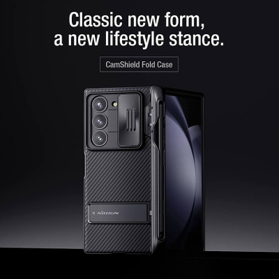 Ốp Lưng Cho Samsung Galaxy Z Fold 6 / Zfold 6 5G hiệu NILLKIN Camshield Chống Sốc Nắp Bảo Vệ Camera Kèm Khe Bút Kiêm Giá Đỡ Điện Thoại cao cấp - Hàng nhập khẩu