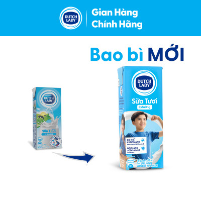 Thùng 48 Hộp Sữa Tươi Tiệt Trùng Dutch Lady Cô Gái Hà Lan ít đường 180ml