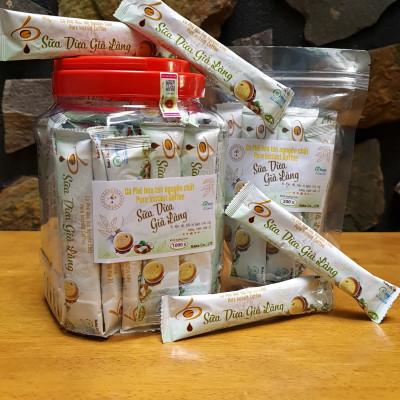 Cà Phê Hòa Tan Nguyên Chất SỮA DỪA GIÀ LÀNG - Bì Zip 10 gói