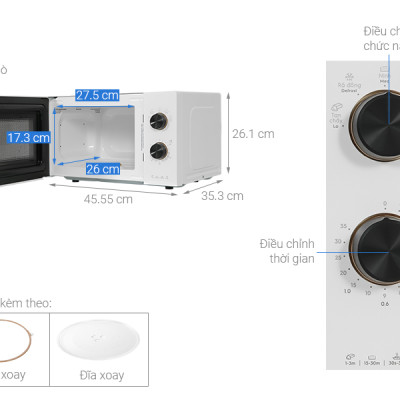 Lò vi sóng Electrolux EMM20K22W 20 lít Hàng chính hãng