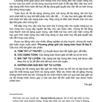 Phương Pháp Giải Các Dạng Toán Thực Tế 9 (Tài Liệu Dùng Chung Cho Các Bộ Sách) - KV