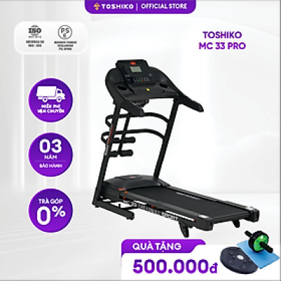 [Còn hàng] Máy chạy bộ đa năng tại nhà Toshiko MC33 PRO, chức năng nâng dốc tự động theo nhu cầu, kèm theo đai massage và thanh gập bụng, đồng hồ hiển thị thông số nhịp tim, calo tiêu thụ