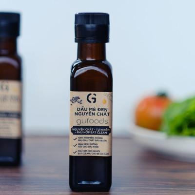 Dầu mè đen GUfoods - Giàu omega 3-6 và chất chống oxy hóa, Lành mạnh, Phù hợp eat clean, Trộn salad, Cho bé ăn dặm (chai 120ml)