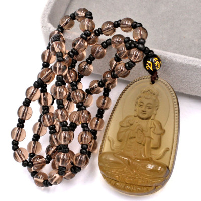 Vòng cổ Đại Nhật như lai thạch anh khói 5 cm