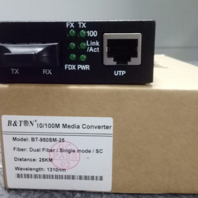 Media Convector 2 sợi 10/100Base BTON BT-950SM-25. Hàng nhập khẩu