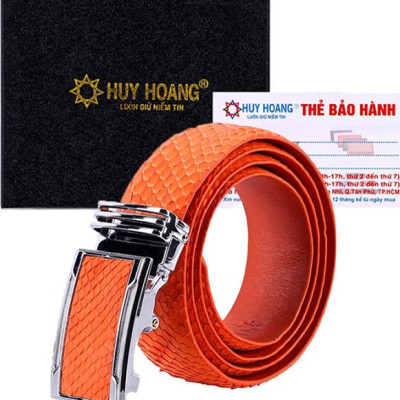 Thắt Lưng Nam Da Trăn Bản Lớn Huy Hoàng HT4357 - Cam