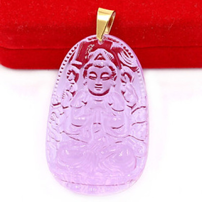 Mặt dây chuyền phật Phật Thiên Thủ Thiên Nhãn thủy tinh tím 3.6cm - phật bản mệnh tuổi Tý - Mặt size nhỏ