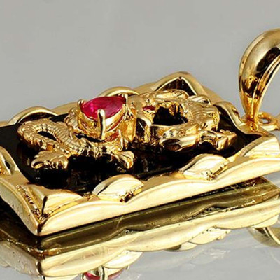 Dây Chuyền Nam Phong Thủy Rồng Vàng 3D MK128+MK70 (46 - 48 cm)