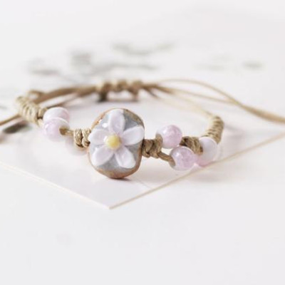 Vòng tay gốm thời trang 3D hoa chìm VGOM30