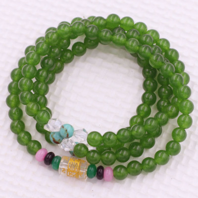 [Mệnh Mộc, Hỏa] Bộ Vòng Chuỗi, Tràng Hạt 108 Hạt 6 Ly Đá Thạch Anh Xanh Rêu Charm Lục Tự Chân Ngôn - Tràng Chuỗi Niệm Phật - An Yên - Thịnh Vượng - May Mắn - Tài Lộc