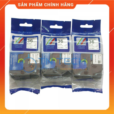 Nhãn In HZE-M961 - Đen nền bạc 36mm x 8m - Dùng cho máy in BROTHER - AIMO - PUTY [Hàng nhập khẩu]