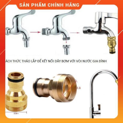 Bộ dây vòi xịt nước, tăng áp 3 lần, loại 7m, 10m 206701-2 đầu đồng,cút,nối vàng