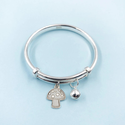 Vòng Tay Lắc Tay Cho Bé Bạc S99 Nguyên Chất Chuông Bóng Mix Nấm Dễ Thương LTE521 Điều Chỉnh Size