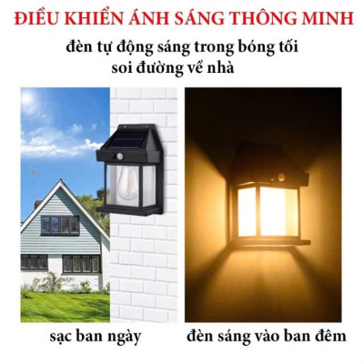 Bộ 2 Đèn Trang Trí Cổng Năng Lượng Mặt Trời – Gắn Cột, Gắn Tường Tự Động Bật Tắt Loại Tốt