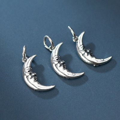 Combo 3 cái charm bạc hình mặt trăng treo - Ngọc Quý Gemstones