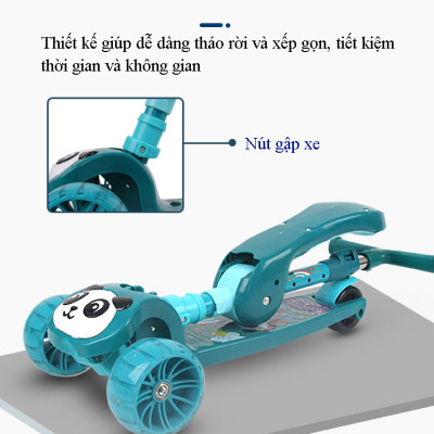 Xe Trượt Scooter Trẻ Em Có Ghế Gấp Gọn 3 Bánh Phát Sáng, Có Nhạc Và Đèn Báo, Dành Cho Bé Từ 2-12 Tuổi