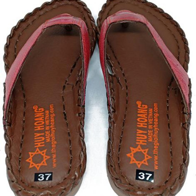 Dép nữ Huy Hoàng da đà điểu màu hồng HT7412