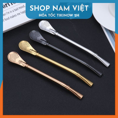 Ống Hút Muỗng Đầu Lọc Dài 15.5 - 21cm (Kèm Cọ Rửa)