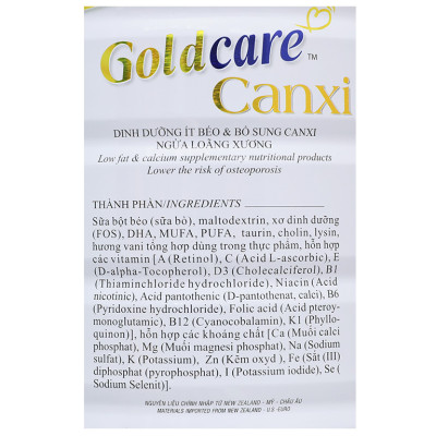 Combo 2 Lon Sữa bột Wincofood Goldcare Canxi (850g/lon) kèm túi xách