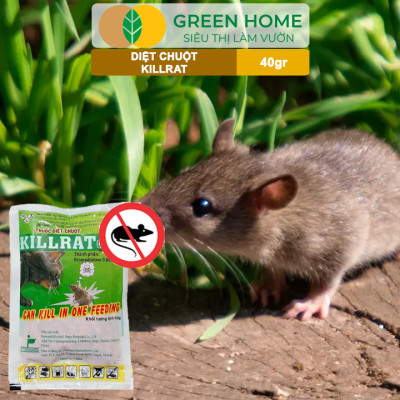 Thuốc Diệt Chuột Greenhome, Killrat, Bao 40gr, Thế Hệ Mới, Hiệu Quả, Diệt Cả Đàn, Giúp Nhà Sạch Sẽ, Bảo Vệ Vườn
