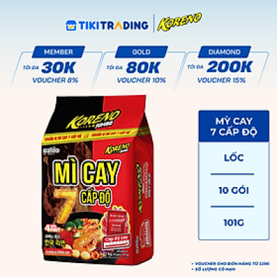 Lốc Mì Koreno Jumbo Cay 7 Cấp Độ Vị Chua Cay (101G x 10 Gói)