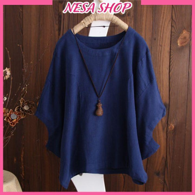 Áo kiểu nữ đẹp, chất liệu đũi mềm mát, áo kiểu form rộng cánh dơi, thời trang nữ NeSa Shop,  AKH.036