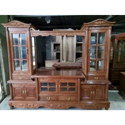 Kệ TV Gỗ Xoan Đào Kết Hợp Tủ Trưng Bày 2m2