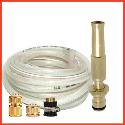 Tưới cây rửa xe Bộ dây và vòi xịt tăng áp lực nước 300% loại 30m cút đồng,nối đồng 206587
