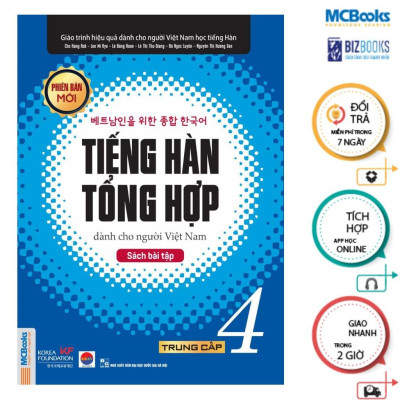 Sách - Tiếng Hàn Tổng Hợp Dành Cho Người Việt Nam Trung Cấp 4 - Sách Học + Sách Bài Tập - Bản Màu - MCBooks