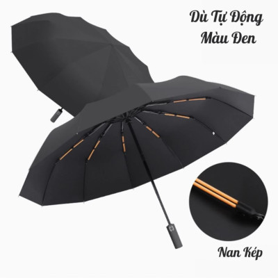 Dù Che Nắng Mưa Bấm Tự Động 12 Nan Kép Chống Thấm Nước Chống Tia UV Nhỏ Gọn Tiện Lợi