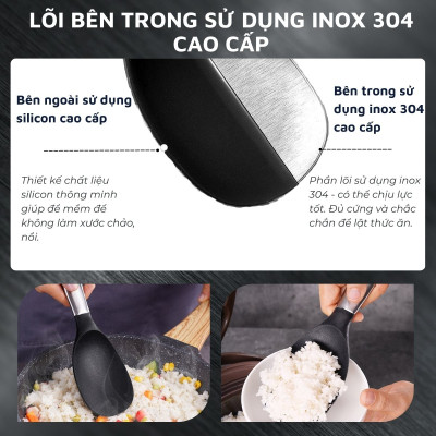 Muỗng rang silicon DandiHome cao cấp chịu nhiệt cực tốt dùng để nấu ăn