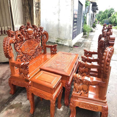 bàn ghế rồng khuỳnh gỗ hương đá