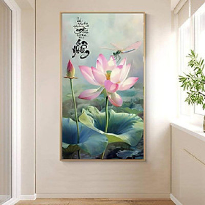 (HCM) Tranh treo tường tráng gương hoa sen hồng trang trí phòng khách, phòng thờ, kèm đinh