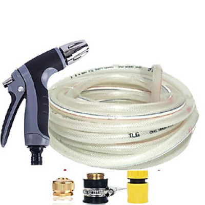 Bộ dây và vòi xịt rửa xe tưới cây tăng áp 7-10M(cút nhựa nối đồng nhựa) 206817