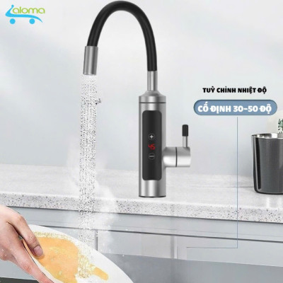 (CÓ CHỈNH NHIỆT ĐỘ )Máy làm nóng nước trực tiếp tại vòi bằng inox cao cấp kèm ổ điện chống giật