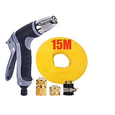 Vòi phun xịt rửa xe, tưới cây chuyên nghiệp 15m 206817 (cút đồng nối đồng) 