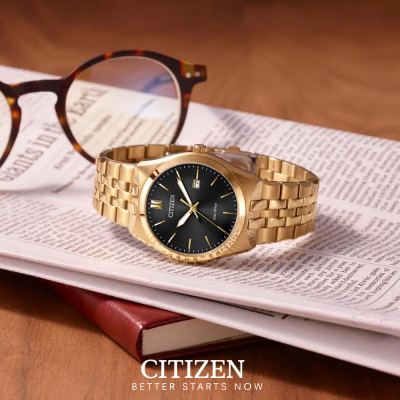 Đồng Hồ Nam Citizen Dây Kim Loại Máy Eco-Drive BM7333-85E - Mặt Đen