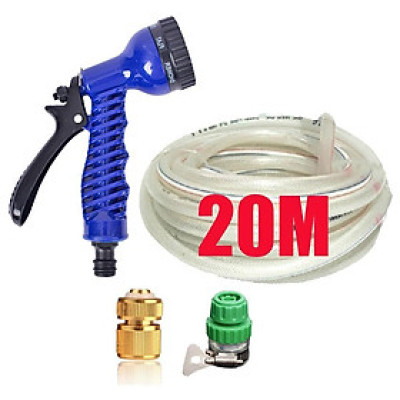 Bộ dây vòi xịt rửa xe, tưới cây, dọn dẹp nhà cửa 20m (cút đồng nối nhựa xanh) 206843